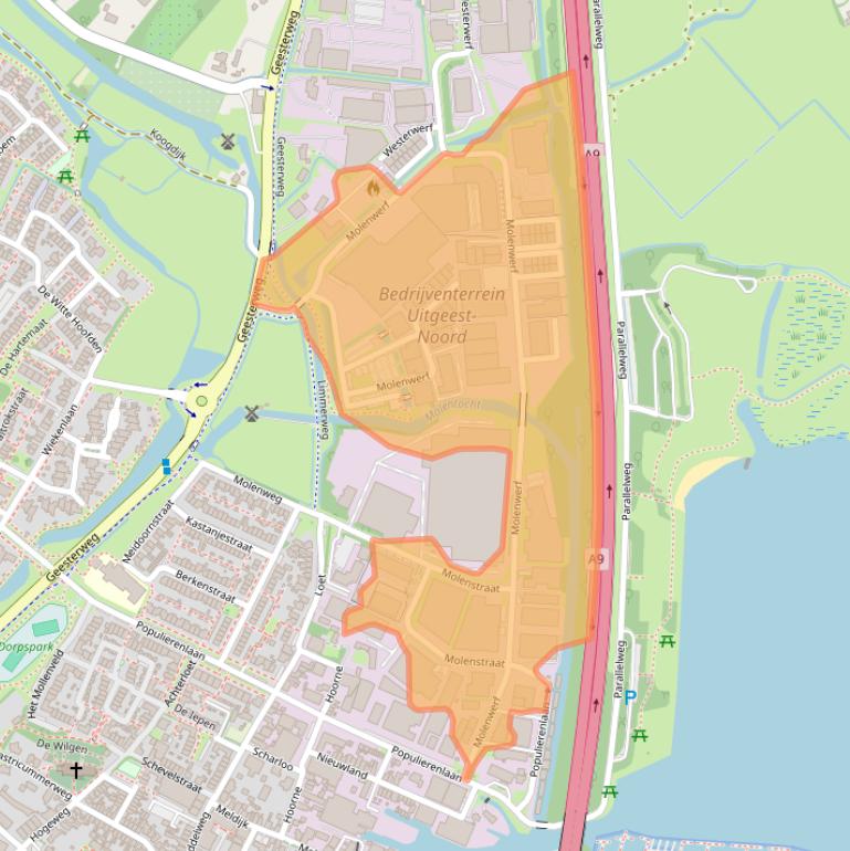 Kaart van postcodegebied 1911DB.