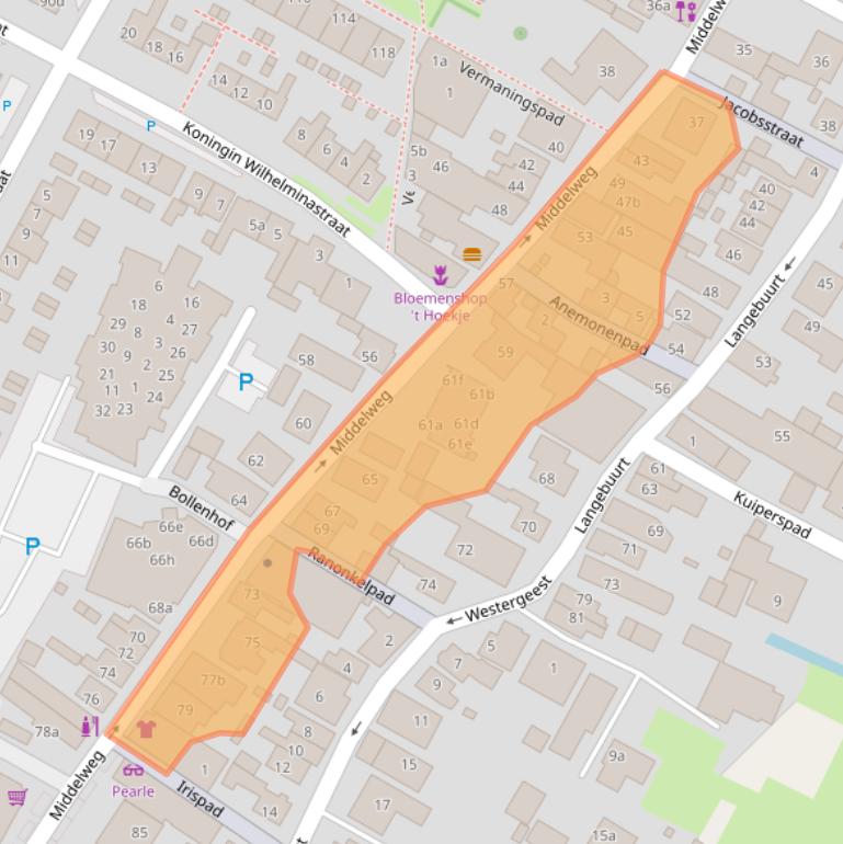 Kaart van postcodegebied 1911EB.