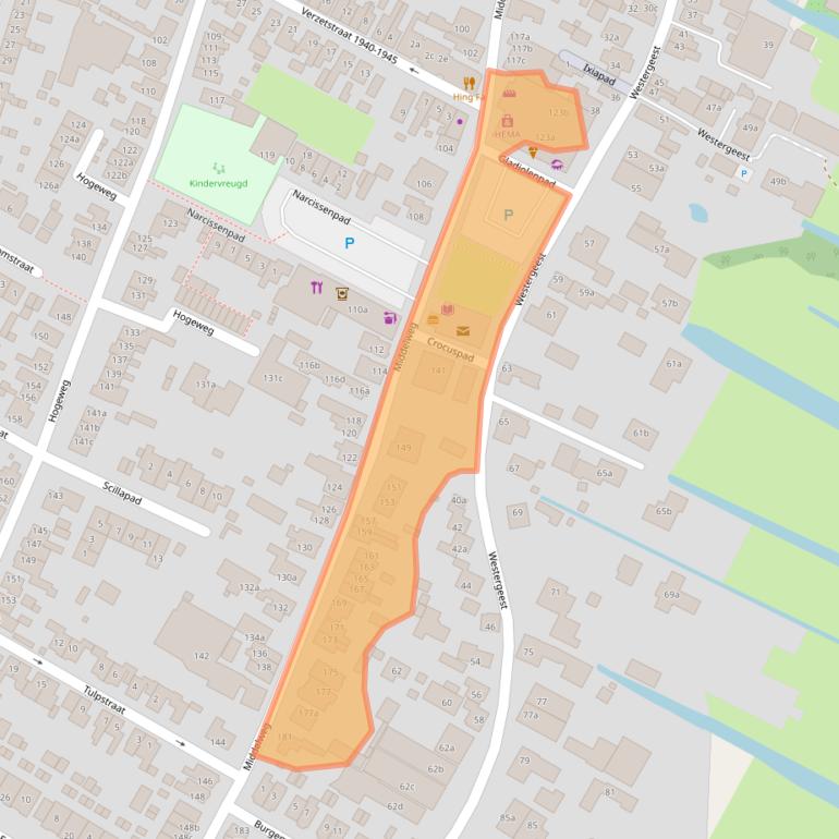 Kaart van postcodegebied 1911ED.