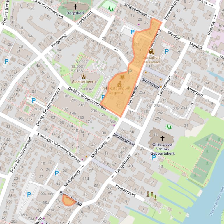 Kaart van postcodegebied 1911EG.