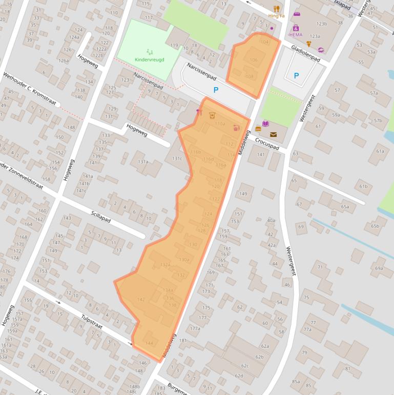 Kaart van postcodegebied 1911EK.