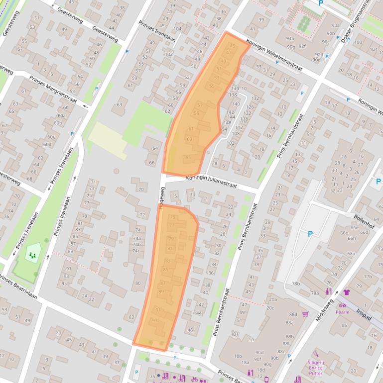 Kaart van postcodegebied 1911GC.