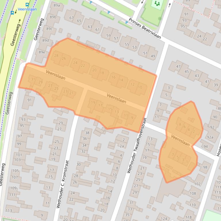 Kaart van postcodegebied 1911HJ.