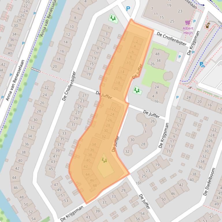 Kaart van postcodegebied 1911KE.