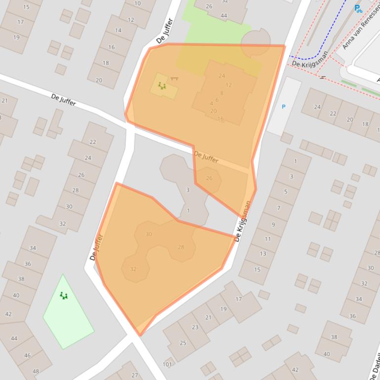 Kaart van postcodegebied 1911KH.