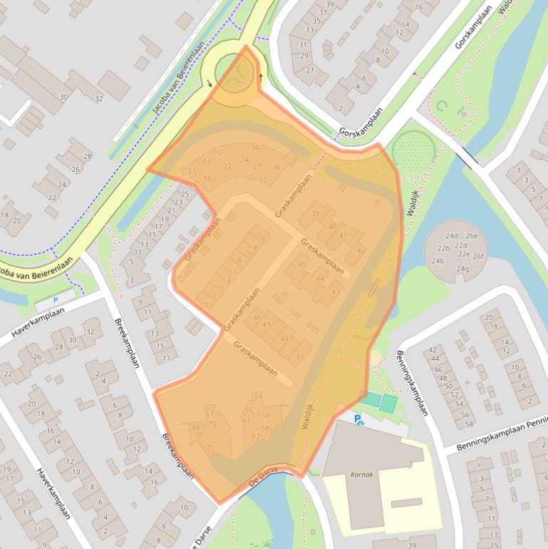Kaart van postcodegebied 1911LH.