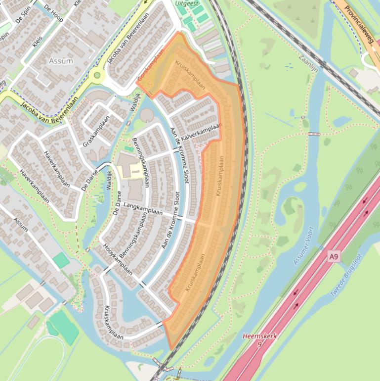 Kaart van postcodegebied 1911LN.