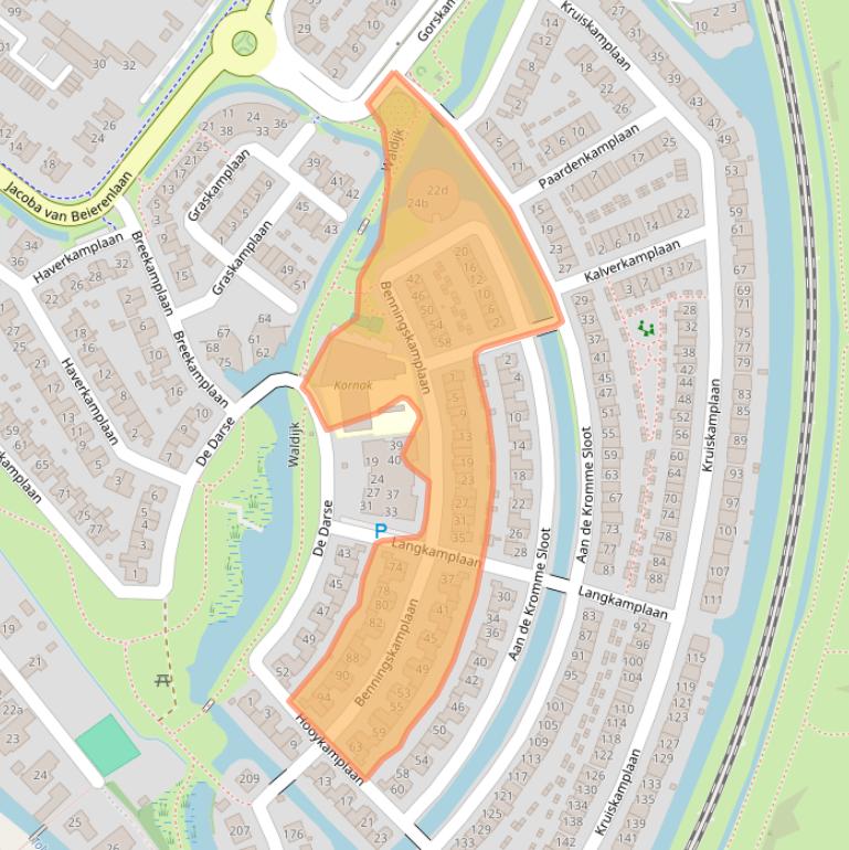 Kaart van postcodegebied 1911LP.