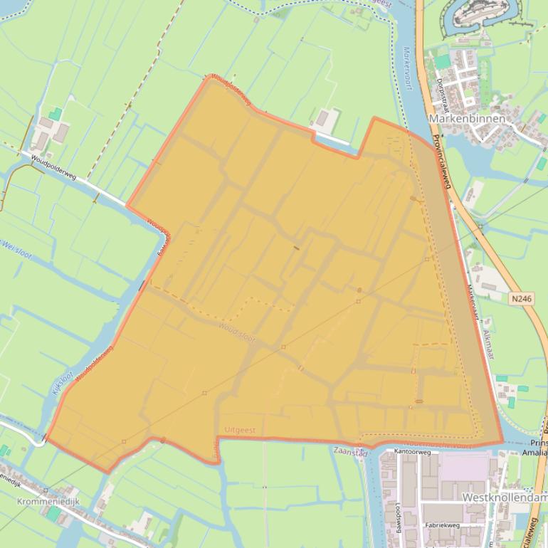 Kaart van postcodegebied 1911NJ.