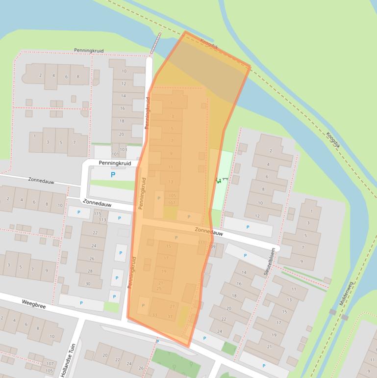 Kaart van postcodegebied 1911PV.