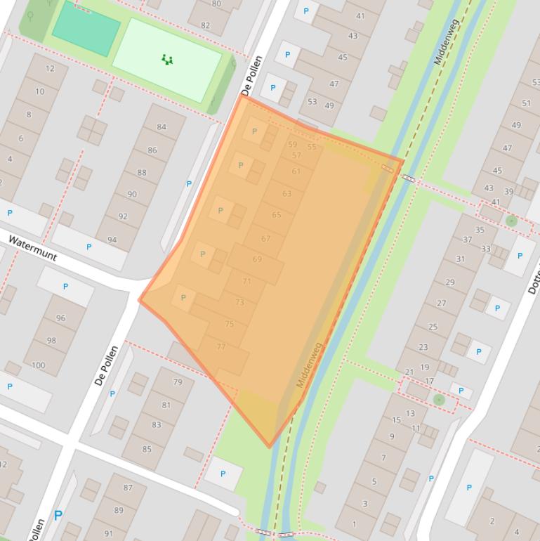 Kaart van postcodegebied 1911RN.