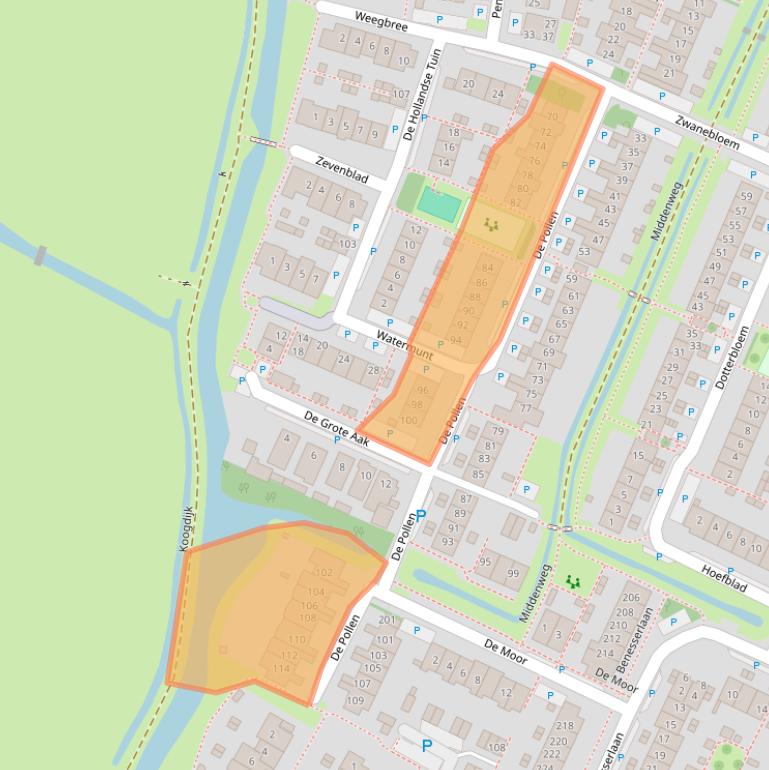 Kaart van postcodegebied 1911RT.