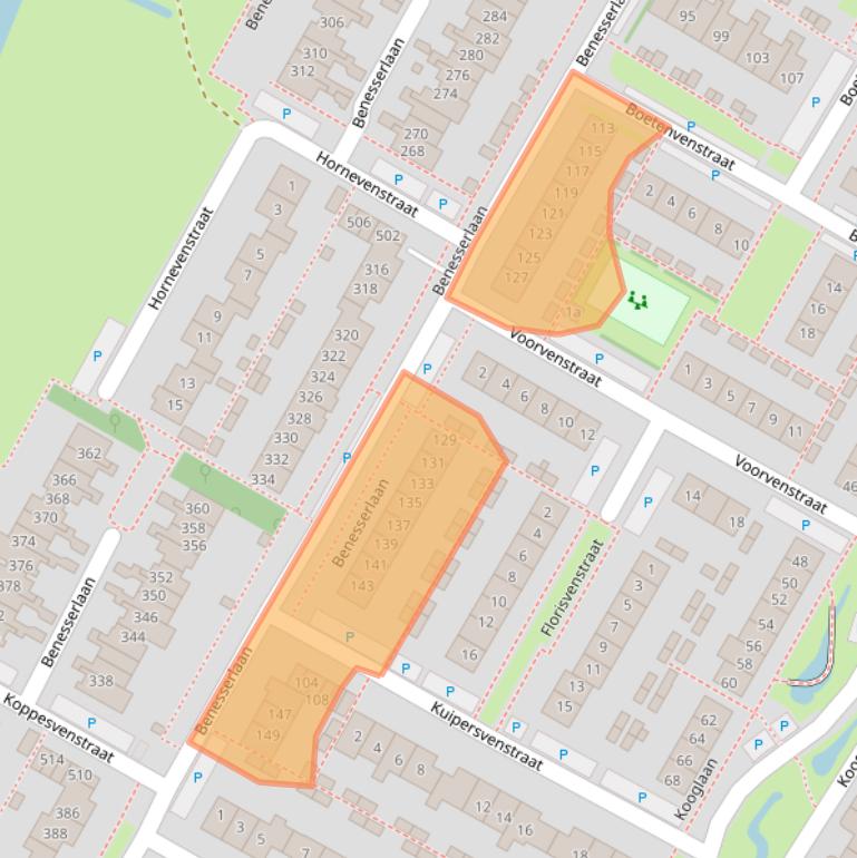 Kaart van postcodegebied 1911VG.