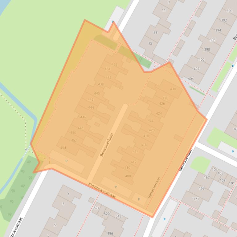 Kaart van postcodegebied 1911VP.