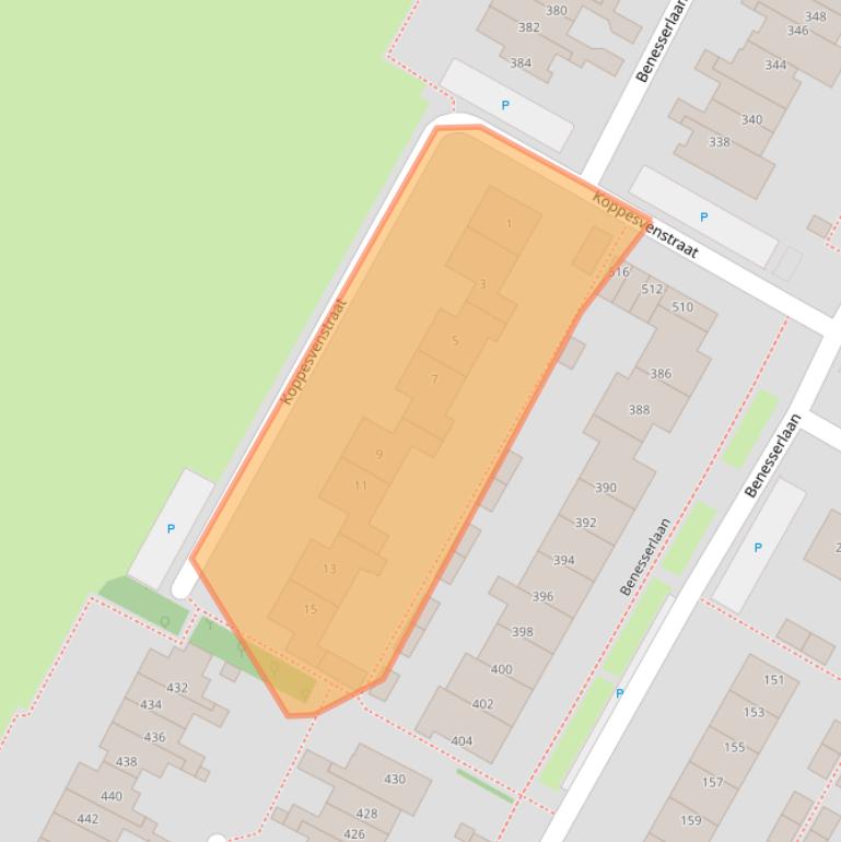 Kaart van postcodegebied 1911VT.