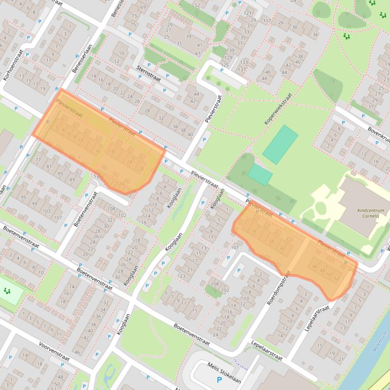 Kaart van postcodegebied 1911WP.