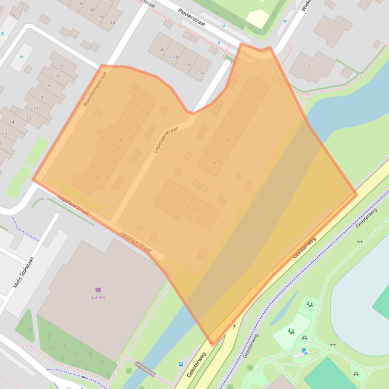 Kaart van postcodegebied 1911WT.