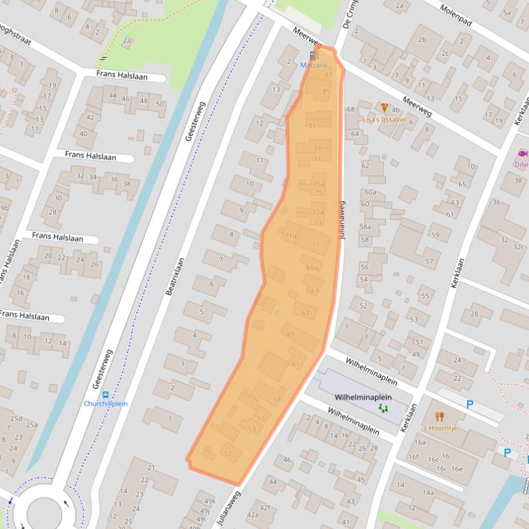 Kaart van postcodegebied 1921BE.