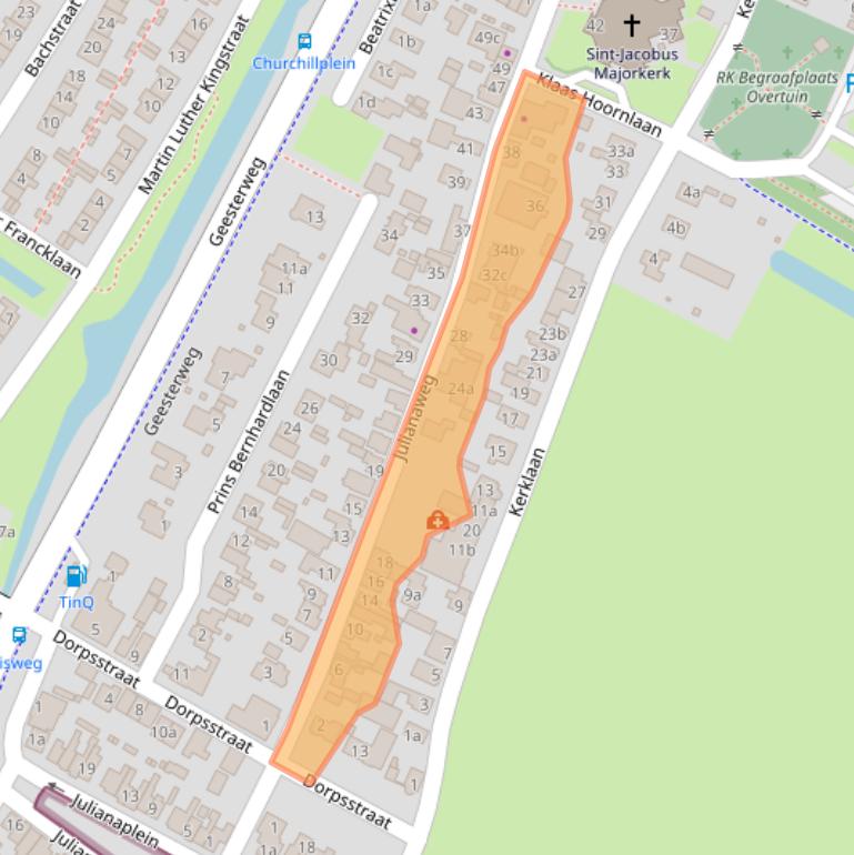 Kaart van postcodegebied 1921BG.