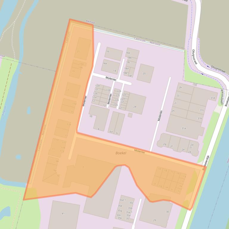 Kaart van postcodegebied 1921CX.