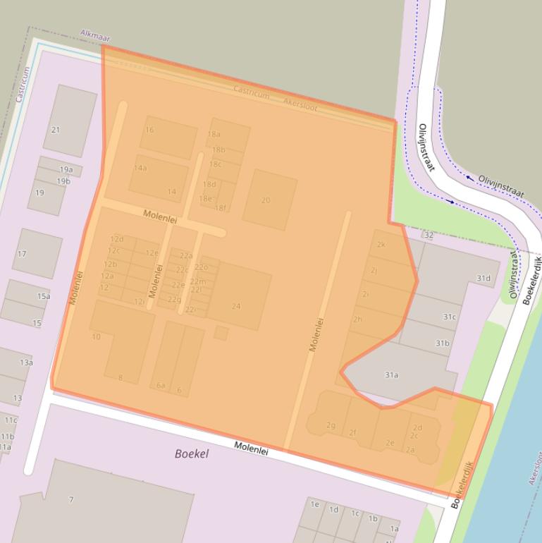 Kaart van postcodegebied 1921CZ.