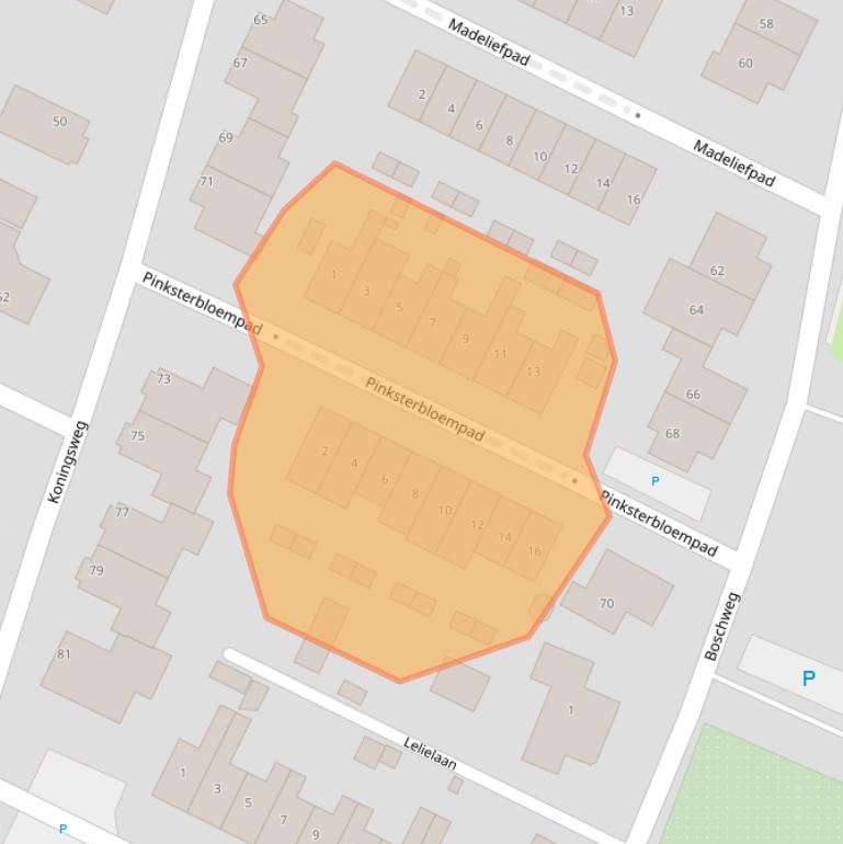 Kaart van postcodegebied 1921DG.