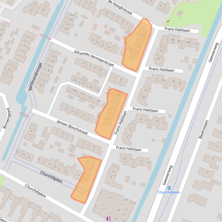 Kaart van postcodegebied 1921EN.