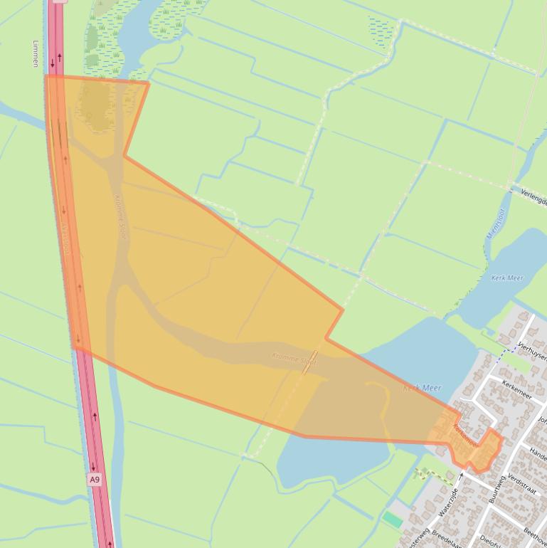 Kaart van postcodegebied 1921XV.