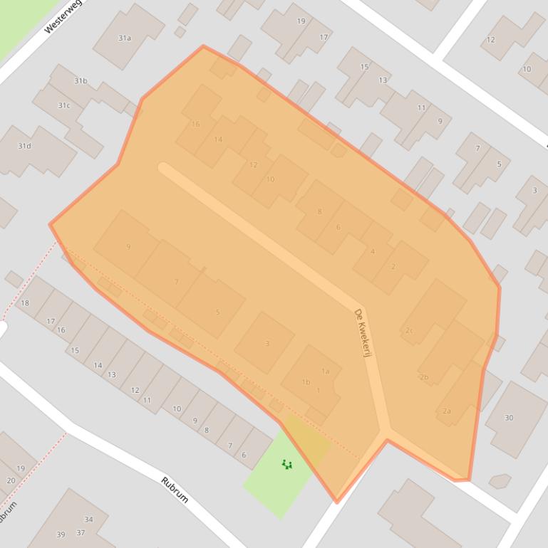 Kaart van postcodegebied 1921XZ.