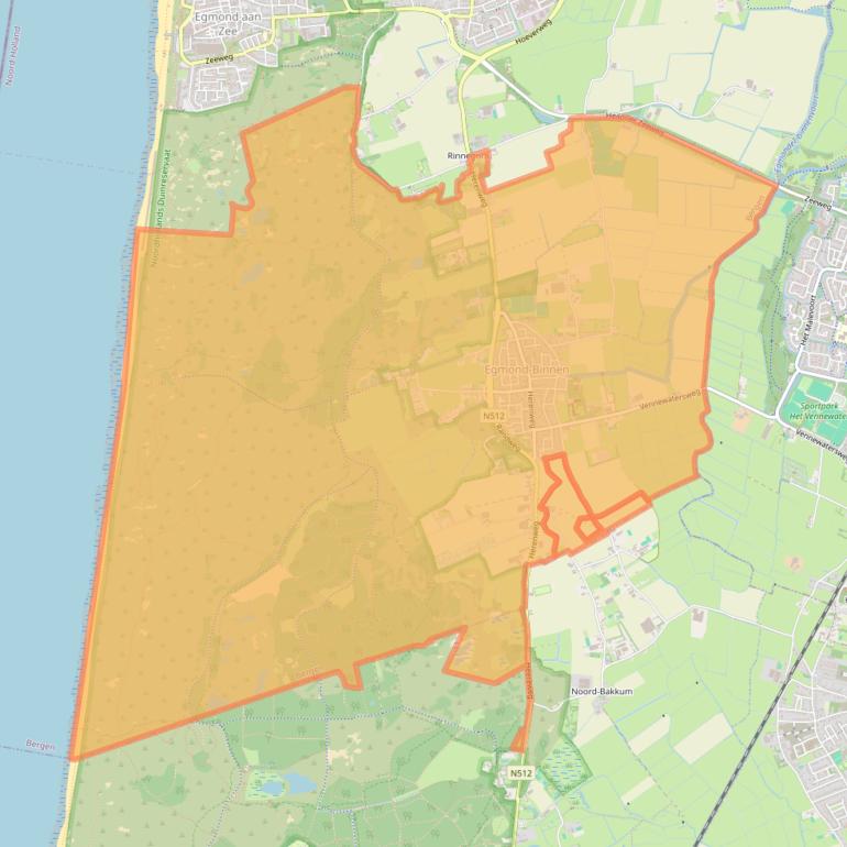 Kaartafbeelding, ingezoomd op postcodegebied 1935.