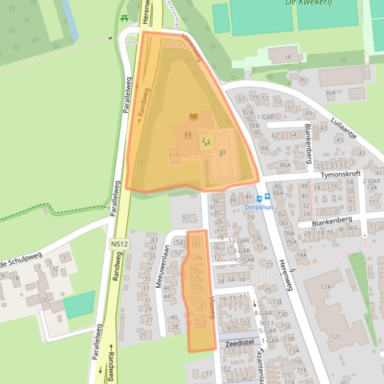 Kaart van postcodegebied 1935EB.