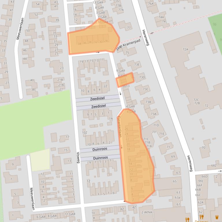 Kaart van postcodegebied 1935EE.