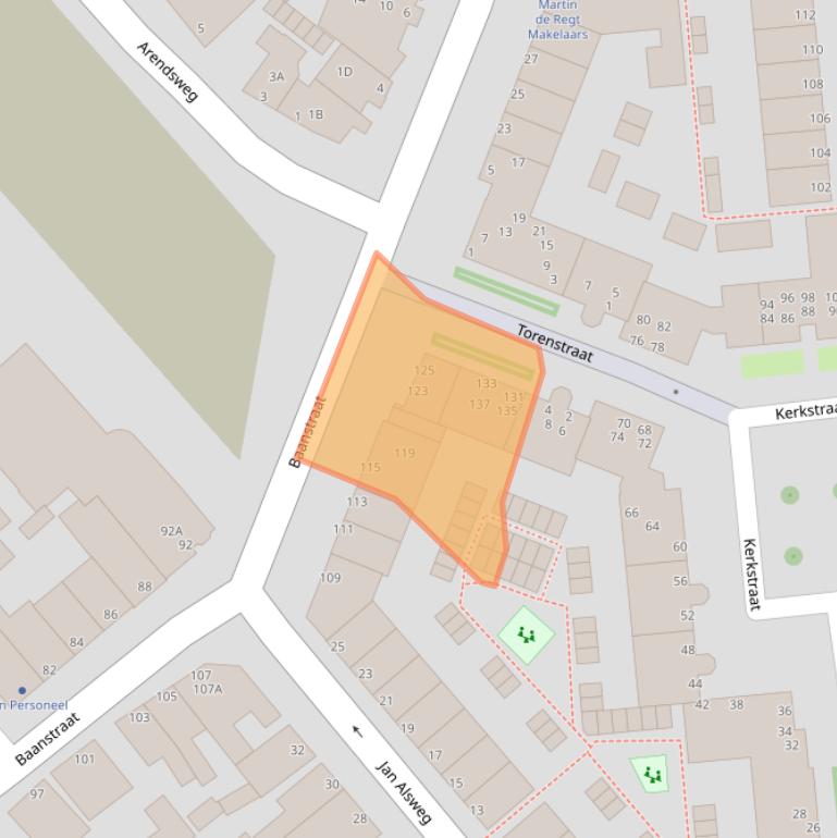 Kaart van postcodegebied 1941CJ.