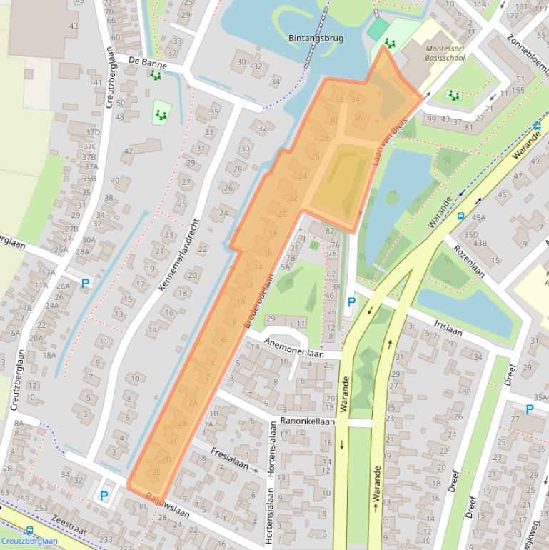 Kaart van postcodegebied 1943BB.