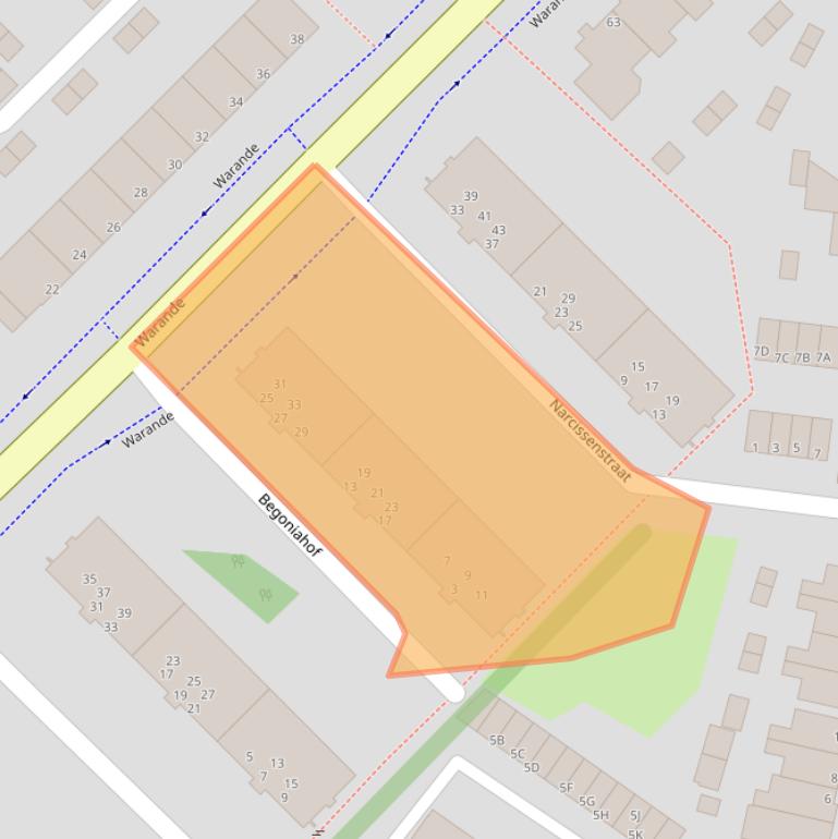 Kaart van postcodegebied 1943BW.