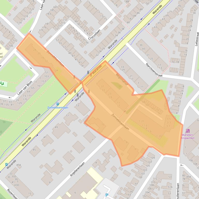 Kaart van postcodegebied 1943BX.