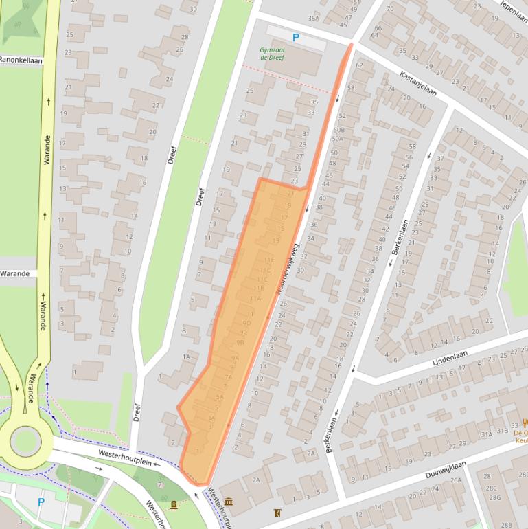 Kaart van postcodegebied 1943DG.