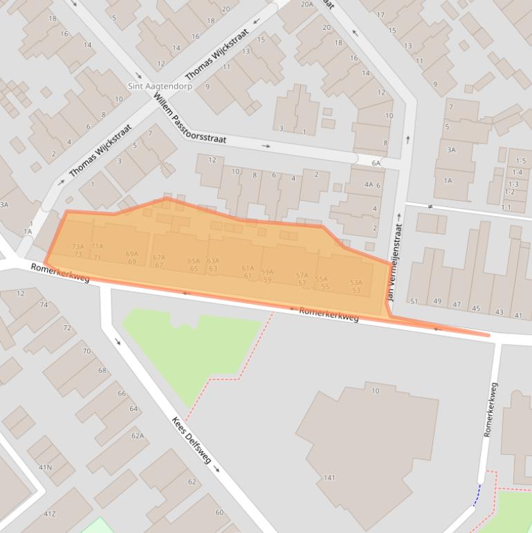 Kaart van postcodegebied 1943EW.