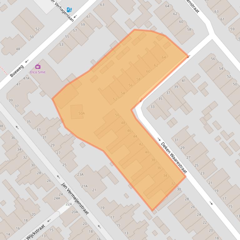 Kaart van postcodegebied 1943JX.