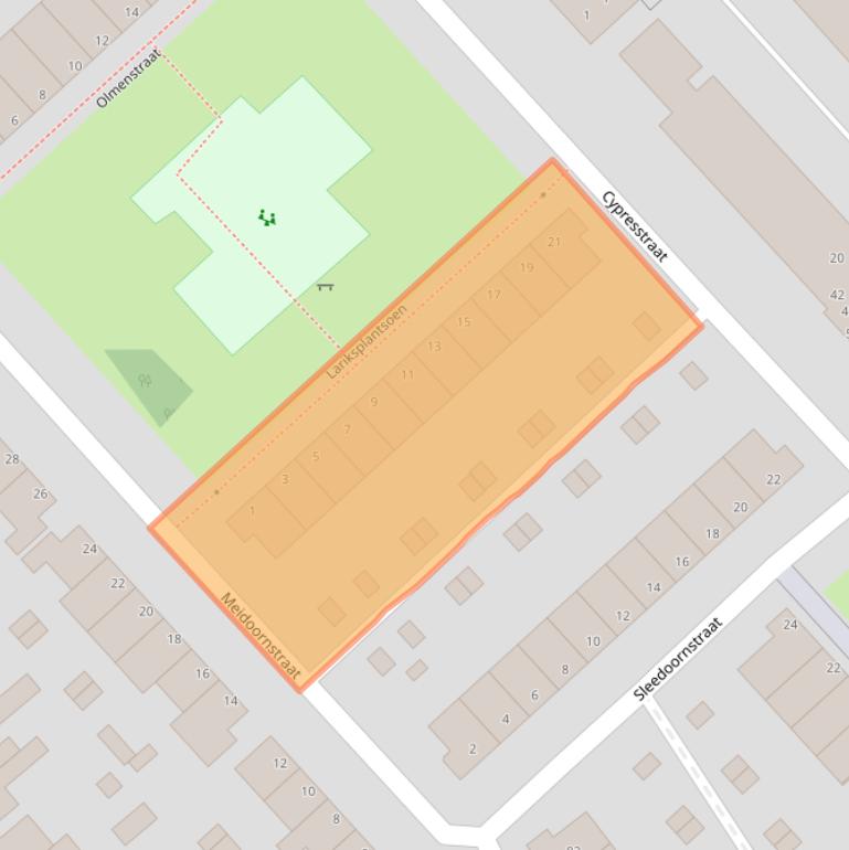 Kaart van postcodegebied 1943LB.