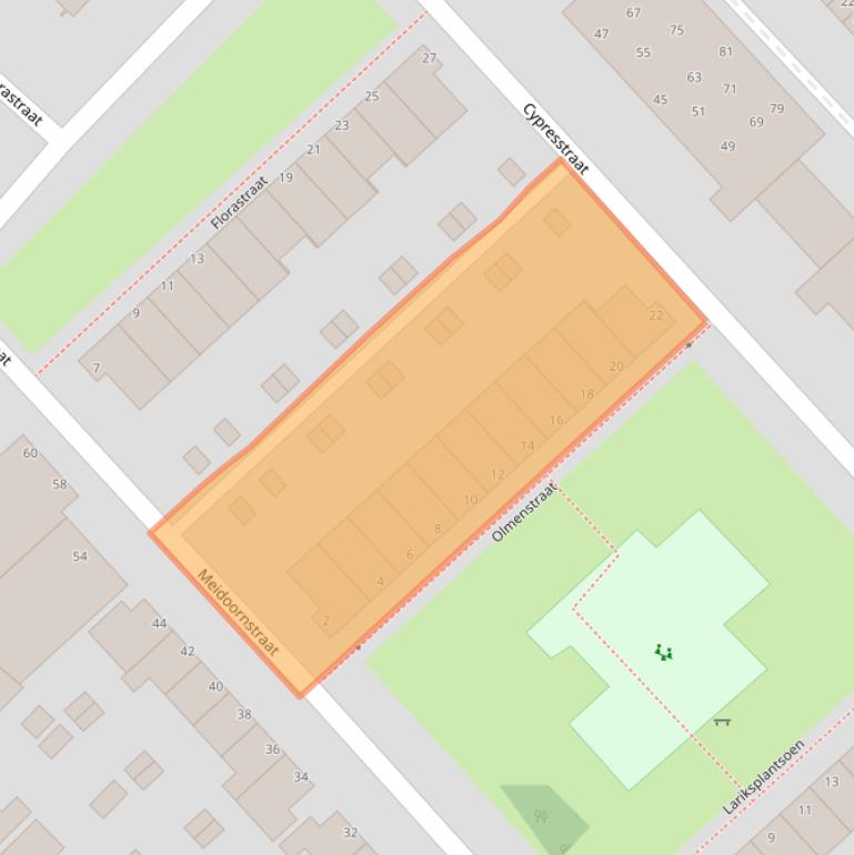 Kaart van postcodegebied 1943LD.