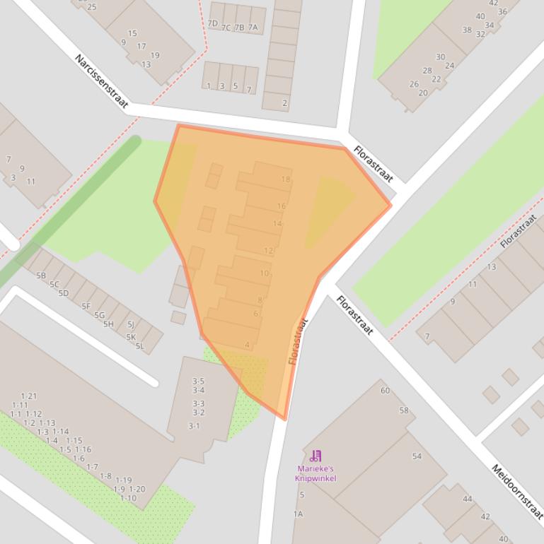 Kaart van postcodegebied 1943LH.