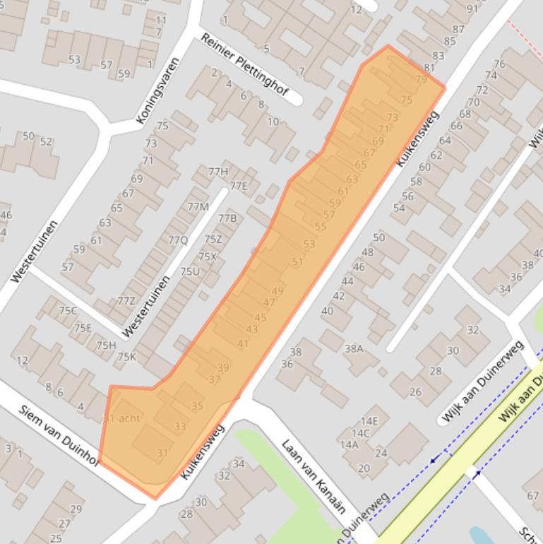 Kaart van postcodegebied 1944EG.