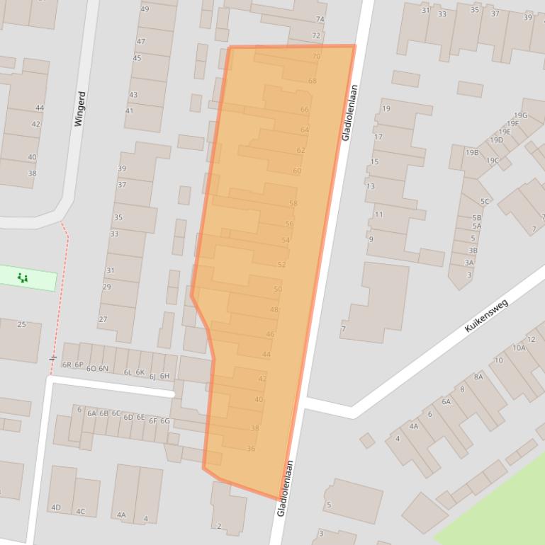 Kaart van postcodegebied 1944KX.