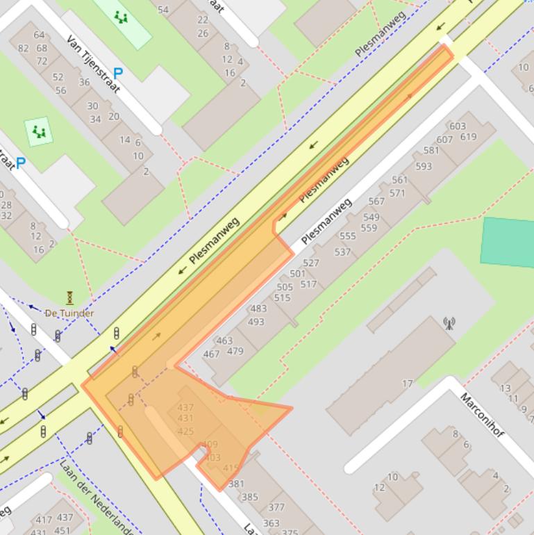 Kaart van postcodegebied 1945RL.