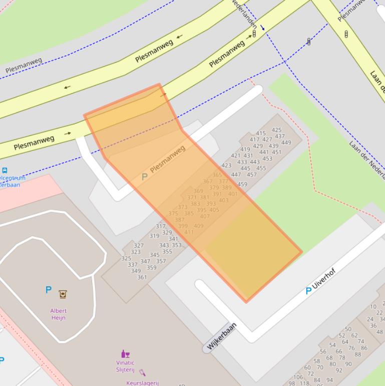 Kaart van postcodegebied 1945WP.