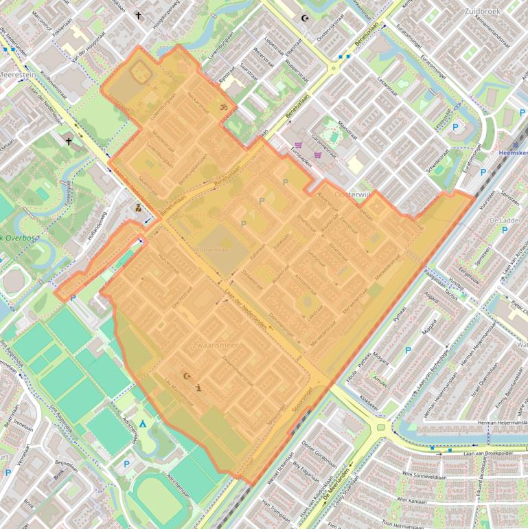 Kaartafbeelding, ingezoomd op postcodegebied 1946.