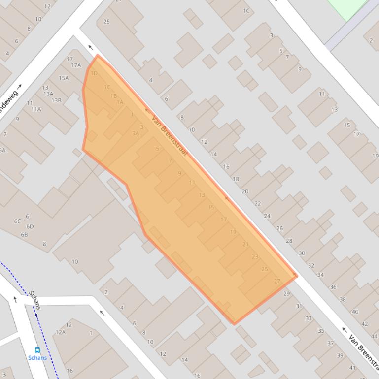 Kaart van postcodegebied 1947JV.