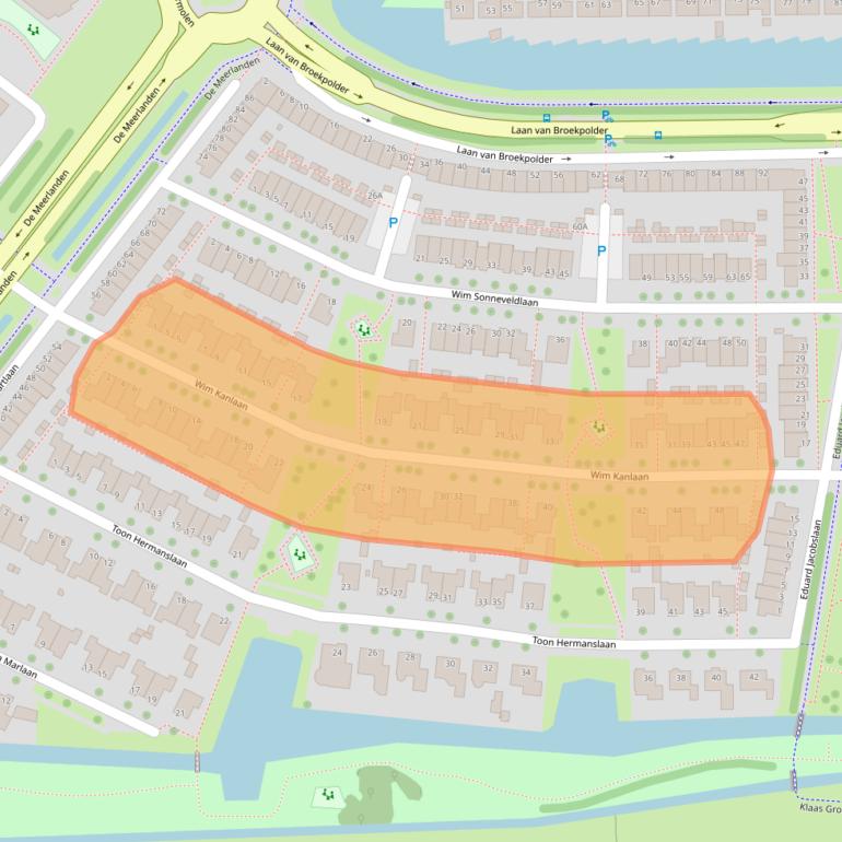 Kaart van postcodegebied 1948AD.