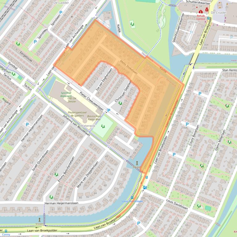 Kaart van postcodegebied 1948DA.
